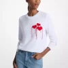 Fringed Heart Cotton Blend Sweater