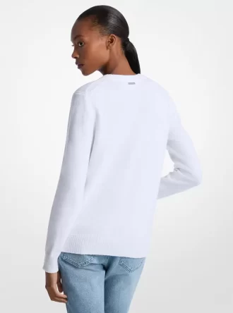 Fringed Heart Cotton Blend Sweater