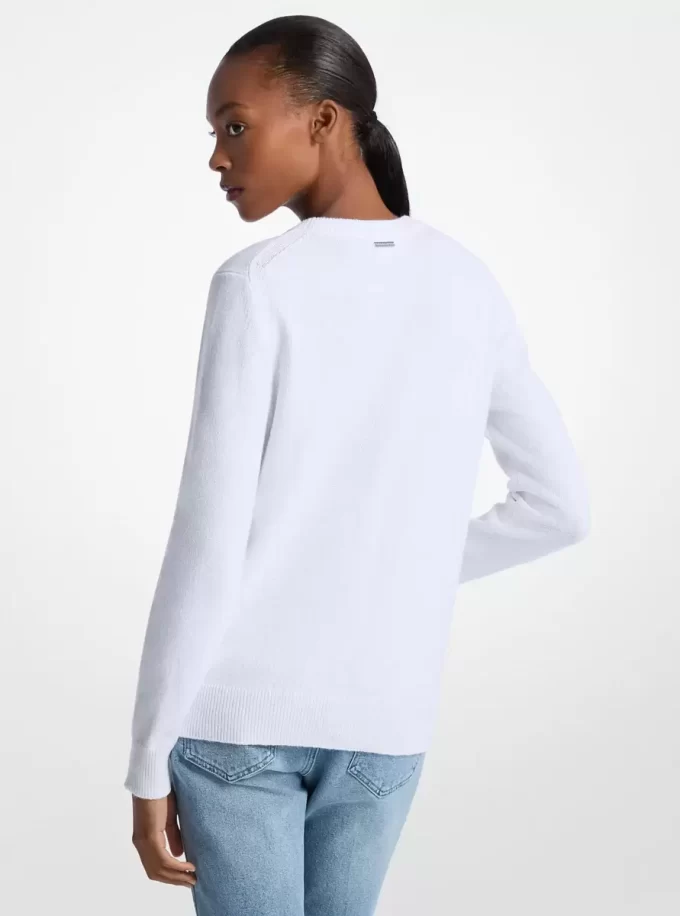 Fringed Heart Cotton Blend Sweater