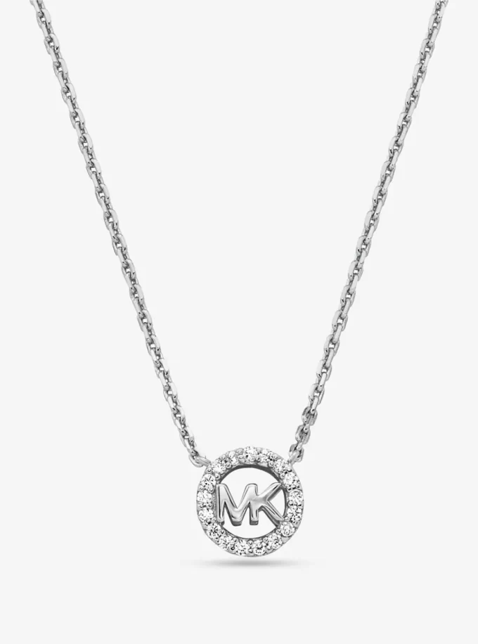 Fulton Precious-Metal Plated Sterling Silver Pavé Logo Charm Necklace Fulton Precious-Metal Plated Sterling Silver Pavé Logo Charm Necklace