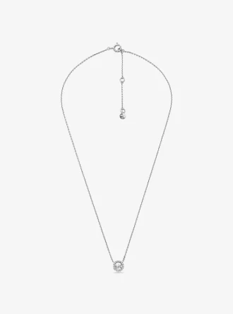 Fulton Precious-Metal Plated Sterling Silver Pavé Logo Charm Necklace