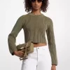Garment-Dyed Ribbed Cotton Cropped Sweater