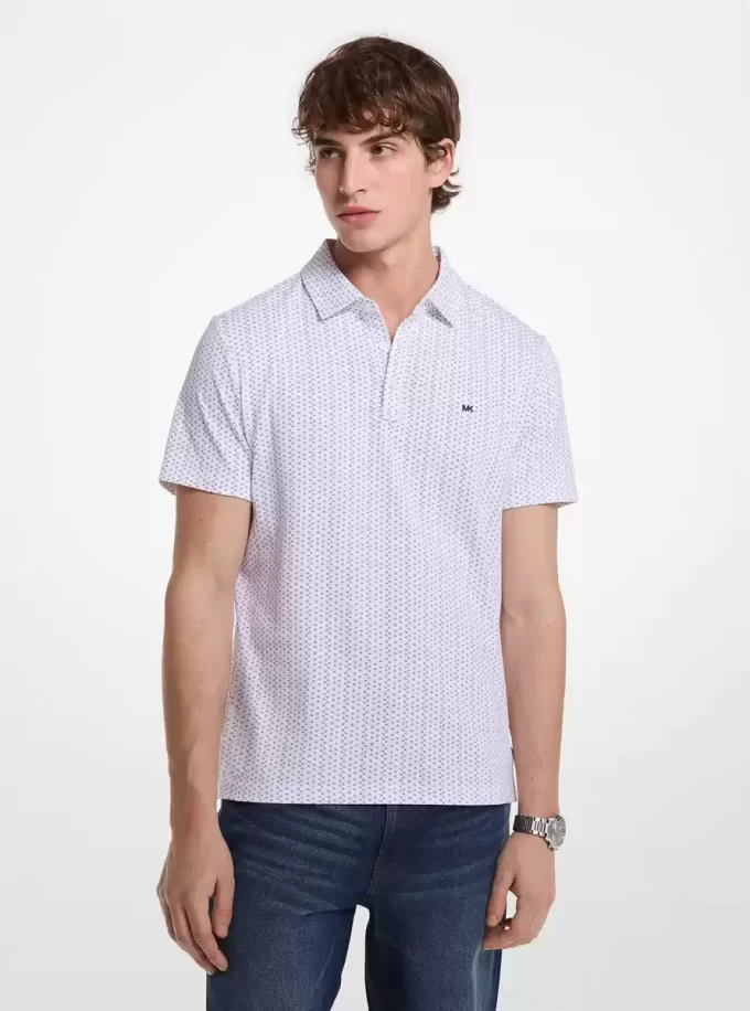 Geo Ditsy Cotton Polo Shirt