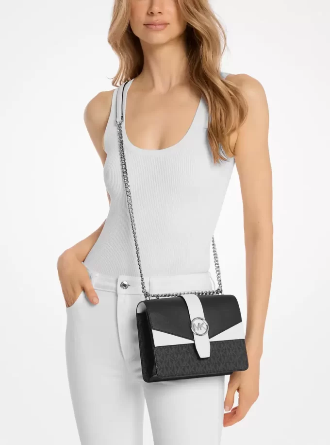 Greenwich Small Color-Block Signature Logo Crossbody Bag