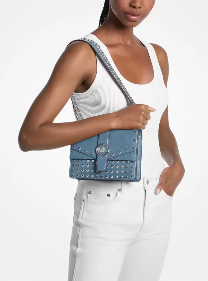 Greenwich Small Studded Distressed Crossbody Bag