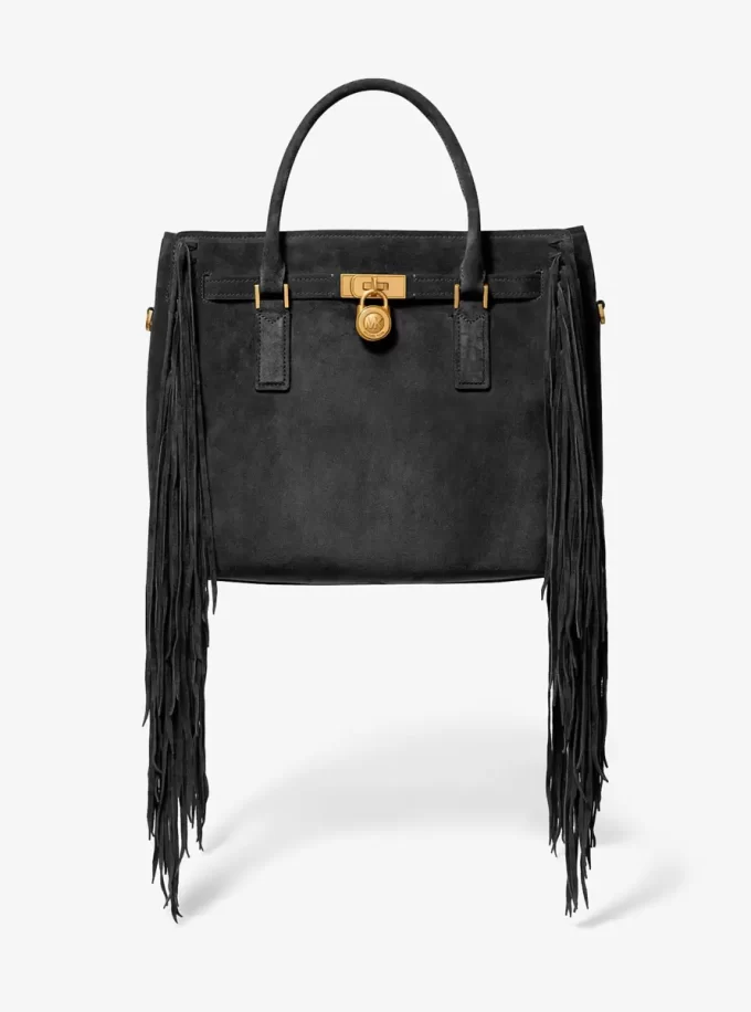 Hamilton Moderne Large Fringed Suede Satchel