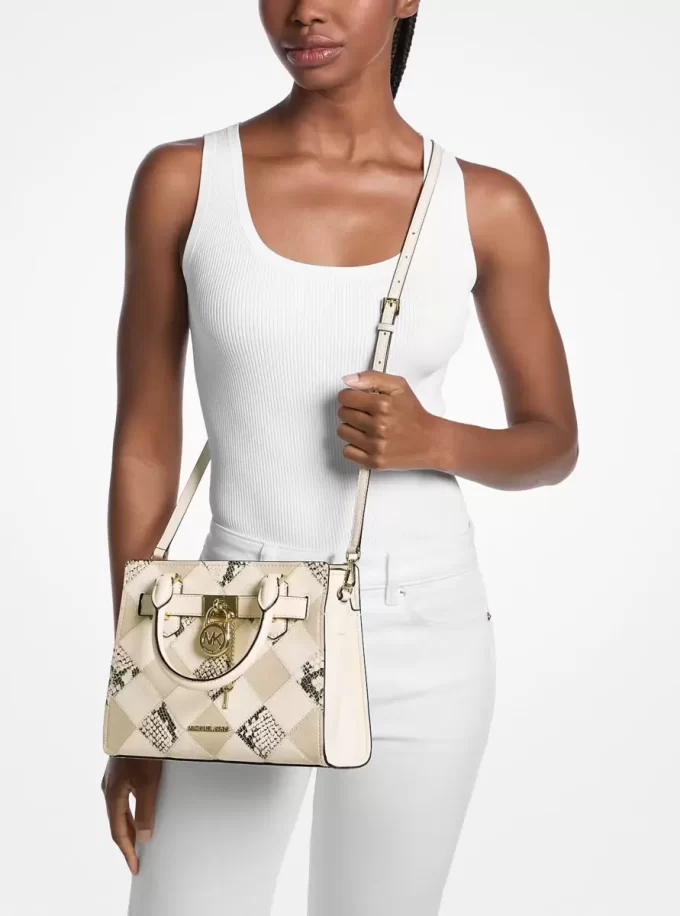 Hamilton Small Patchwork and Snake Embossed Satchel Hamilton Small Patchwork and Snake Embossed Satchel