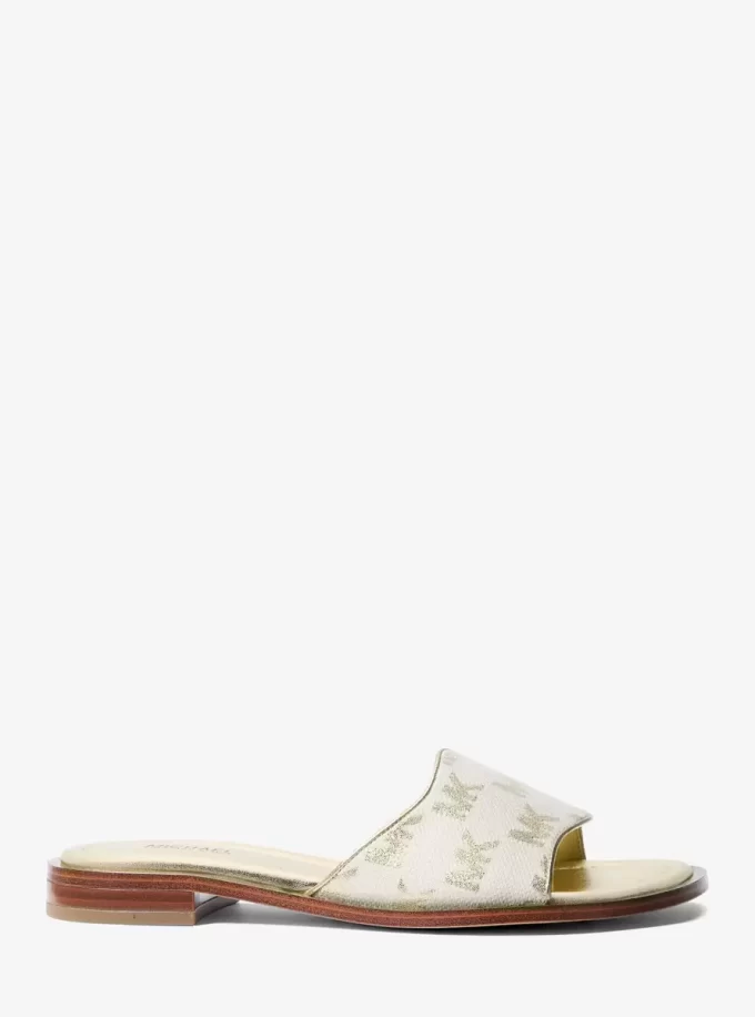Hannah Metallic Logo Jacquard Slide Sandal