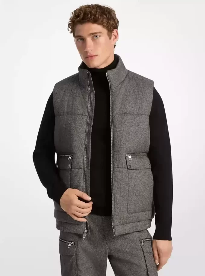 Houndstooth Cotton Puffer Vest
