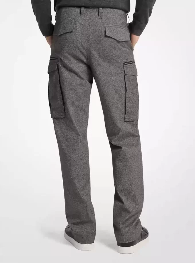 Houndstooth Cotton Zip Cargo Pants