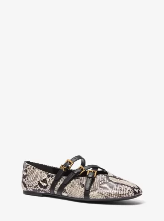 Indy Snake Embossed Leather Ballet Flat