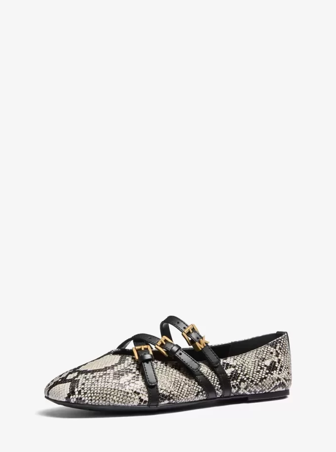 Indy Snake Embossed Leather Ballet Flat