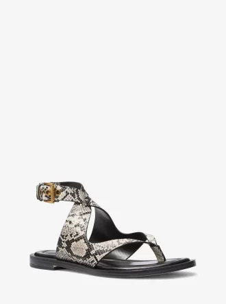Irene Snake Embossed Leather Wrap Sandal