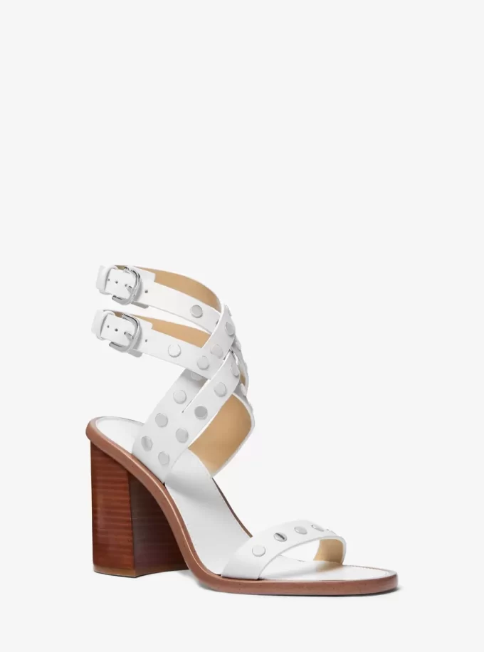 Irene Studded Leather Block Heel Sandal