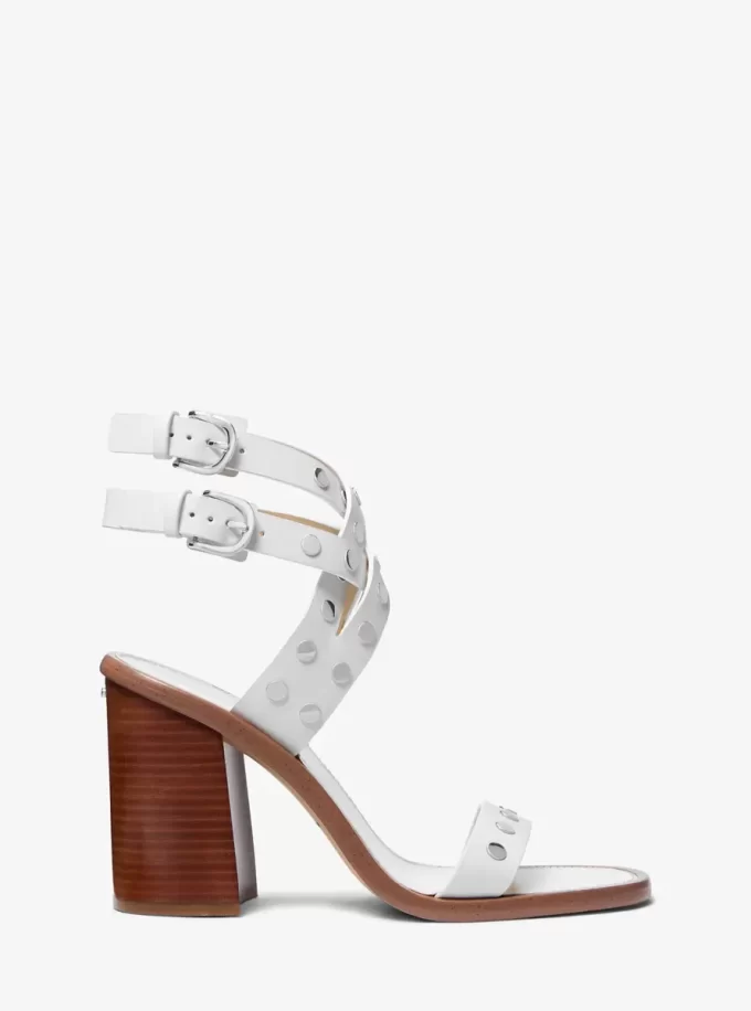 Irene Studded Leather Block Heel Sandal