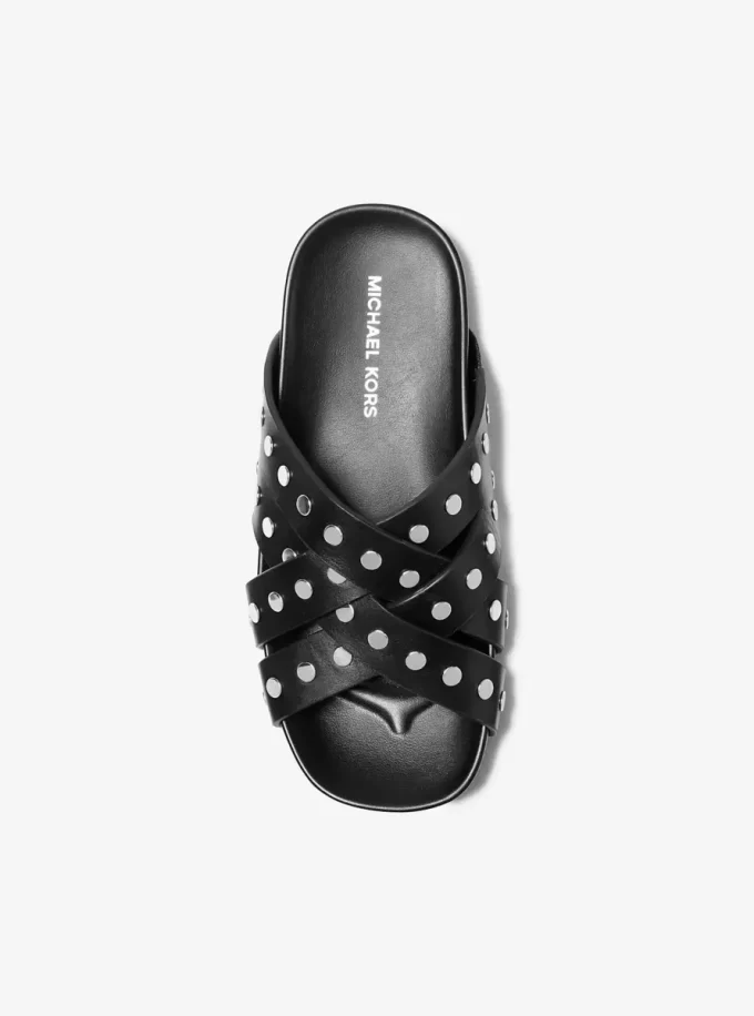 Irene Studded Leather Flat Sandal