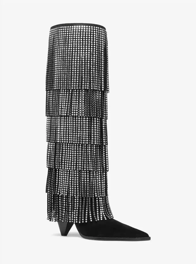 Jayla Embellished Leather Fringed Boot Jayla Embellished Leather Fringed Boot