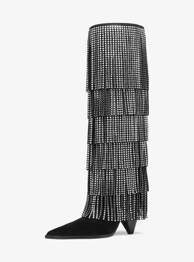 Jayla Embellished Leather Fringed Boot Jayla Embellished Leather Fringed Boot
