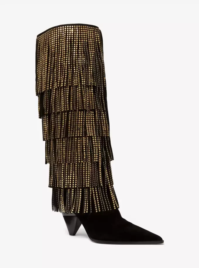 Jayla Embellished Suede Fringed Boot