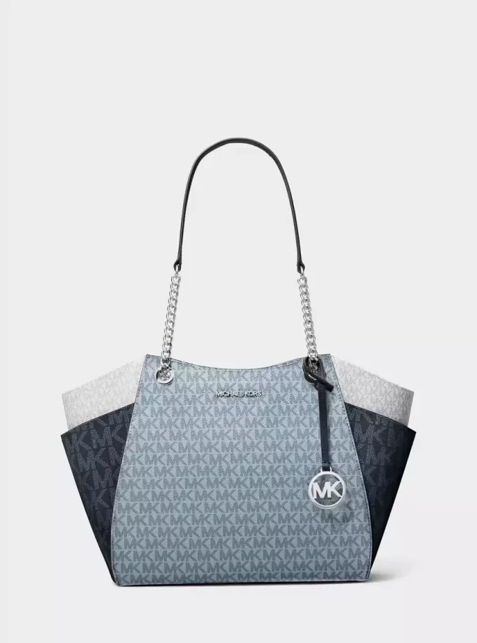 Jet Set Large Color-Block Signature Logo Shoulder Bag