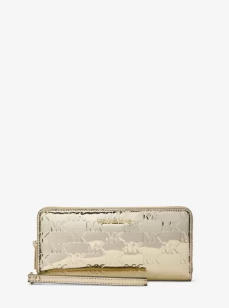 Jet Set Large Metallic Logo Debossed Continental Wallet