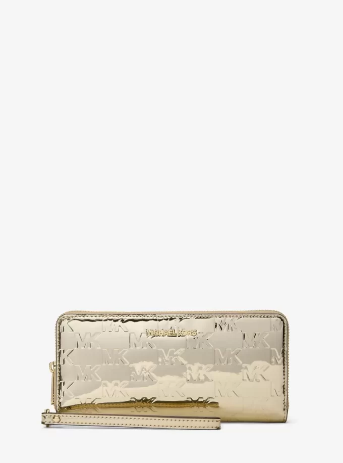 Jet Set Large Metallic Logo Debossed Continental Wallet