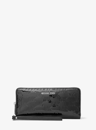 Jet Set Large Patent Logo Debossed Continental Wallet