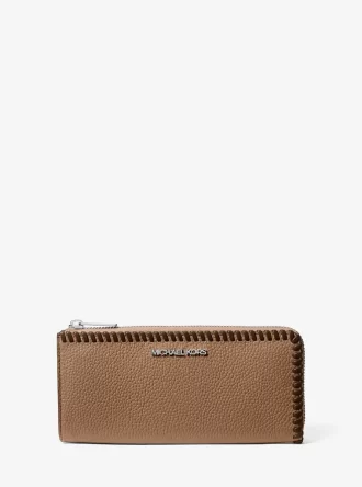 Jet Set Large Pebbled Leather Quarter-Zip Wallet