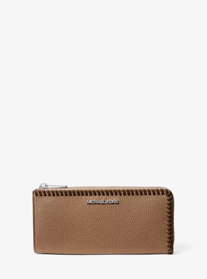 Jet Set Large Pebbled Leather Quarter-Zip Wallet