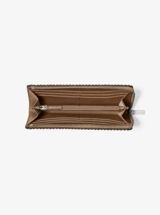 Jet Set Large Pebbled Leather Quarter-Zip Wallet