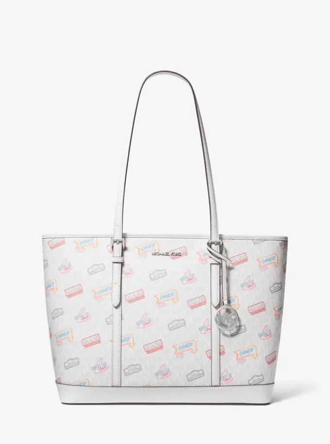 Jet Set Large Printed Signature Logo Tote Bag