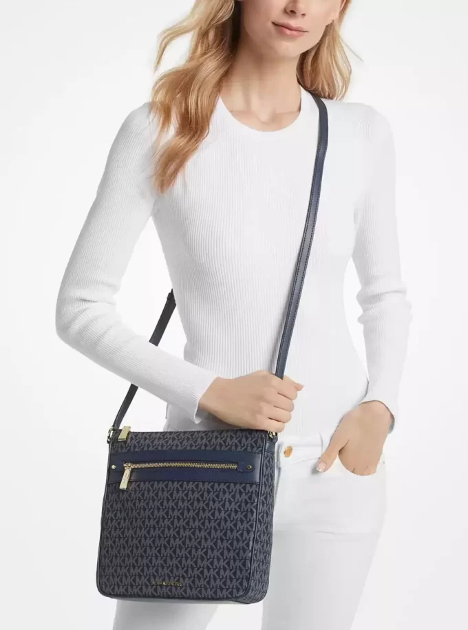 Jet Set Large Signature Logo Print Woven Crossbody Bag Jet Set Large Signature Logo Print Woven Crossbody Bag