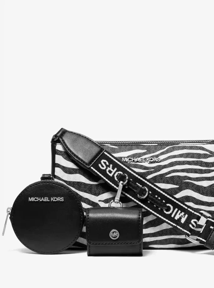 Jet Set Leather Medium Animal Print Logo Crossbody Bag with Case for Apple Airpods Pro® Jet Set Leather Medium Animal Print Logo Crossbody Bag with Case for Apple Airpods Pro®