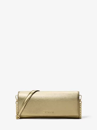 Jet Set Medium Embellished Metallic Leather Clutch