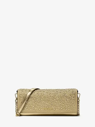 Jet Set Medium Metallic Leather Clutch