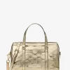 Jet Set Medium Metallic Logo Debossed Satchel