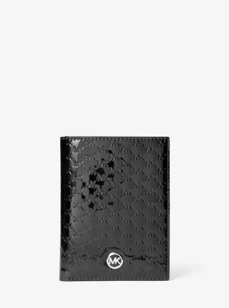 Jet Set Medium Patent Logo Debossed Passport Wallet