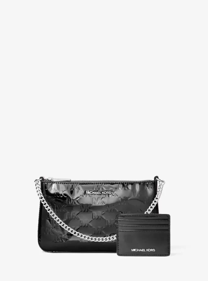 Jet Set Patent Logo Debossed Pochette and Card Case Gift Set Jet Set Patent Logo Debossed Pochette and Card Case Gift Set