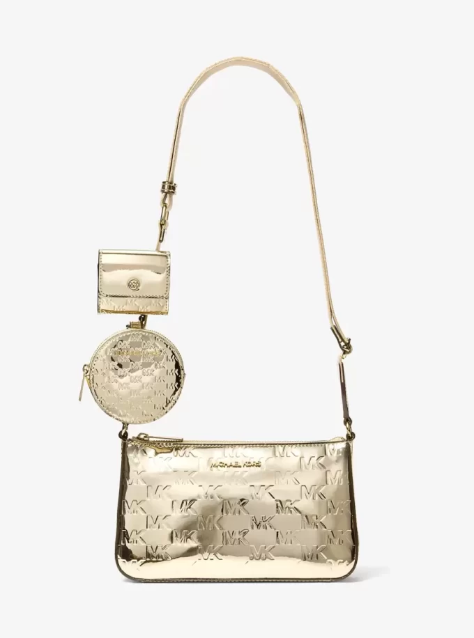 Jet Set Small Metallic Logo Debossed Crossbody Bag with Case for Apple Airpods Pro®