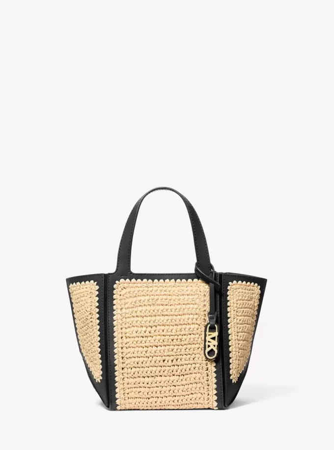 Jordi Small Hand-Crocheted and Leather Tote Bag