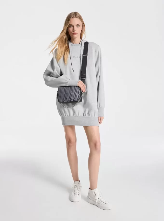 Shoulder Pad Cotton Blend Hoodie Dress Shoulder Pad Cotton Blend Hoodie Dress