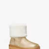 Julia Faux Fur Trim Metallic Leather Boot Julia Faux Fur Trim Metallic Leather Boot