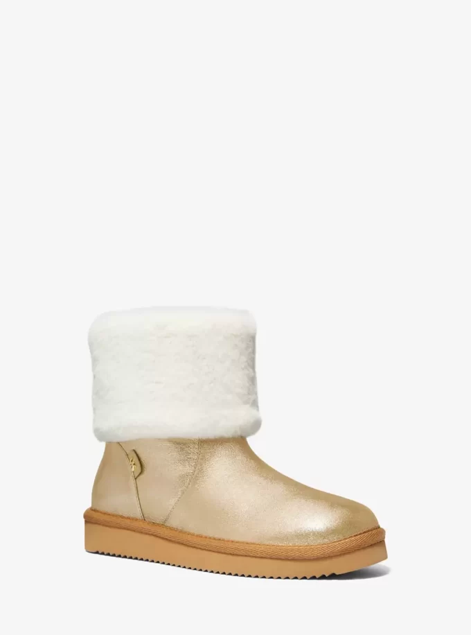 Julia Faux Fur Trim Metallic Leather Boot Julia Faux Fur Trim Metallic Leather Boot