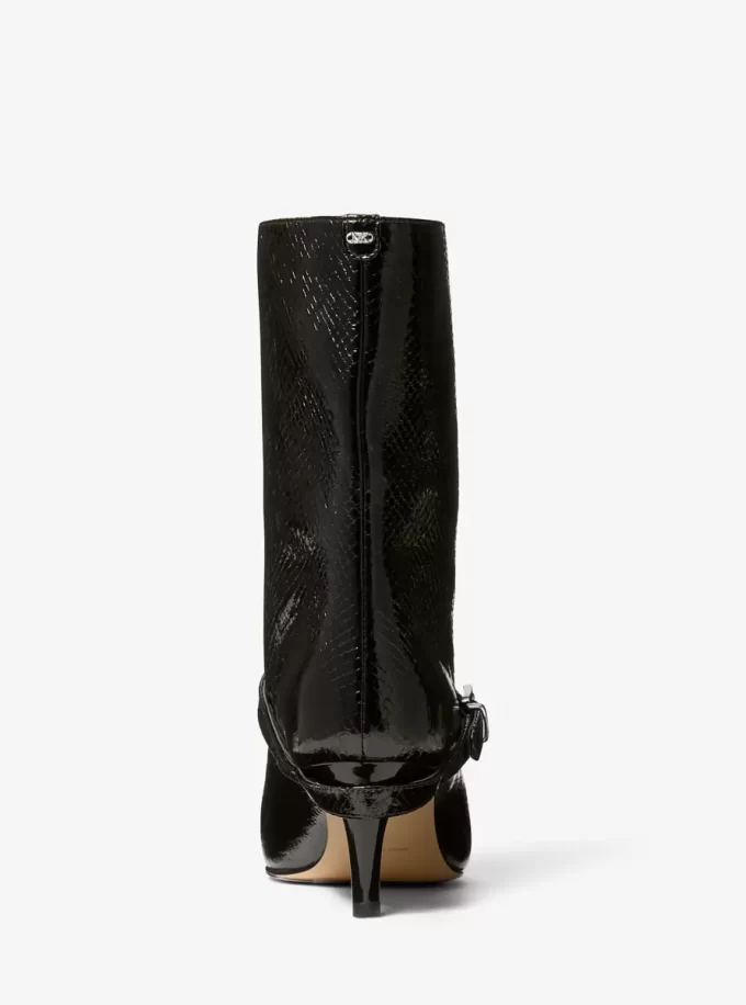 Kasia Snake Embossed Leather Buckle Boot