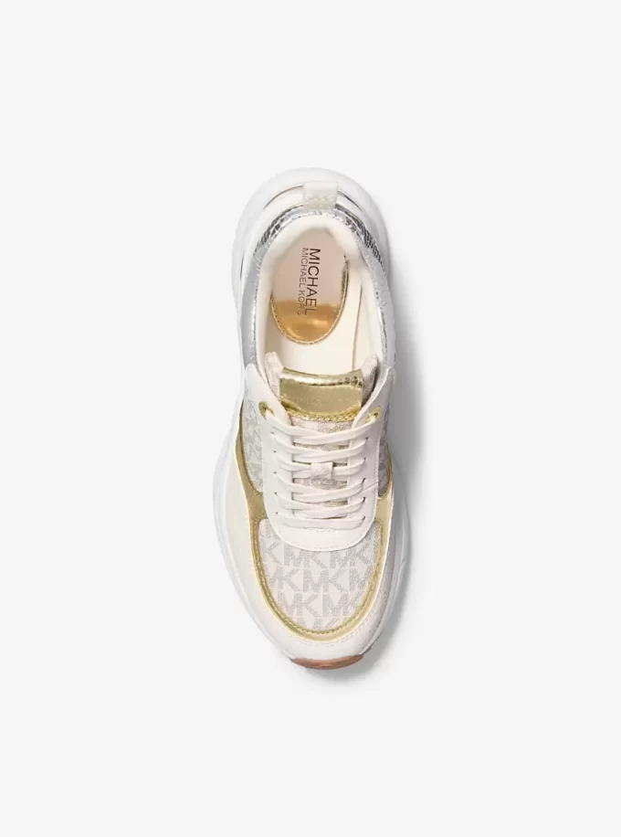 Katrina Signature Logo and Metallic Lizard Embossed Trainer