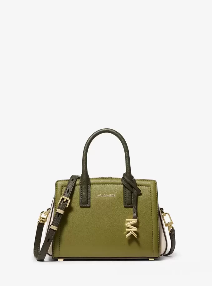 Laila Extra-Small Color-Block Pebbled Leather Crossbody Bag Laila Extra-Small Color-Block Pebbled Leather Crossbody Bag
