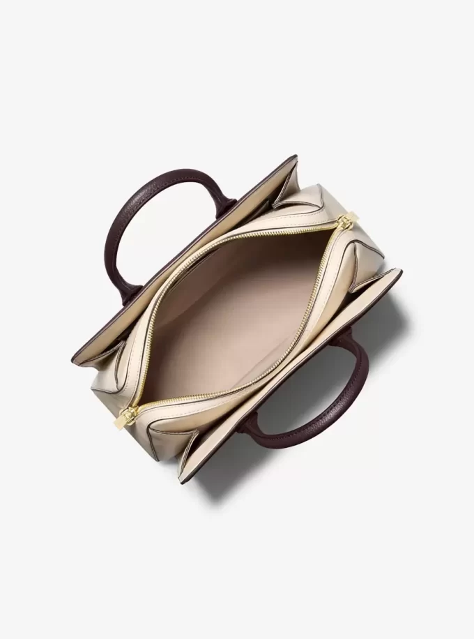 Laila Medium Color-Block Pebbled Leather Satchel