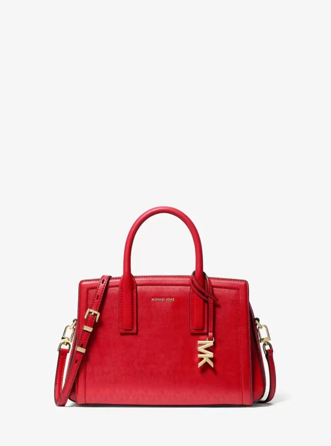 Laila Small Metallic Signature Logo Satchel Laila Small Metallic Signature Logo Satchel