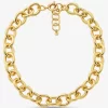 Large Precious Metal-Plated Brass Chain Link Necklace
