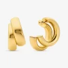 Large Precious Metal-Plated Brass Double Hoop Earrings Large Precious Metal-Plated Brass Double Hoop Earrings